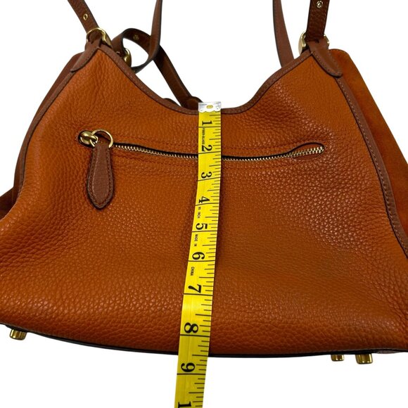 Coach Pebbled Leather Suede Lori Shoulder Bag With Gold Hardware & Zipper Pocket - Picture 5 of 16